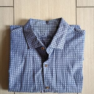 Tasso Elba Blue Grid Pattern Casual Shirt